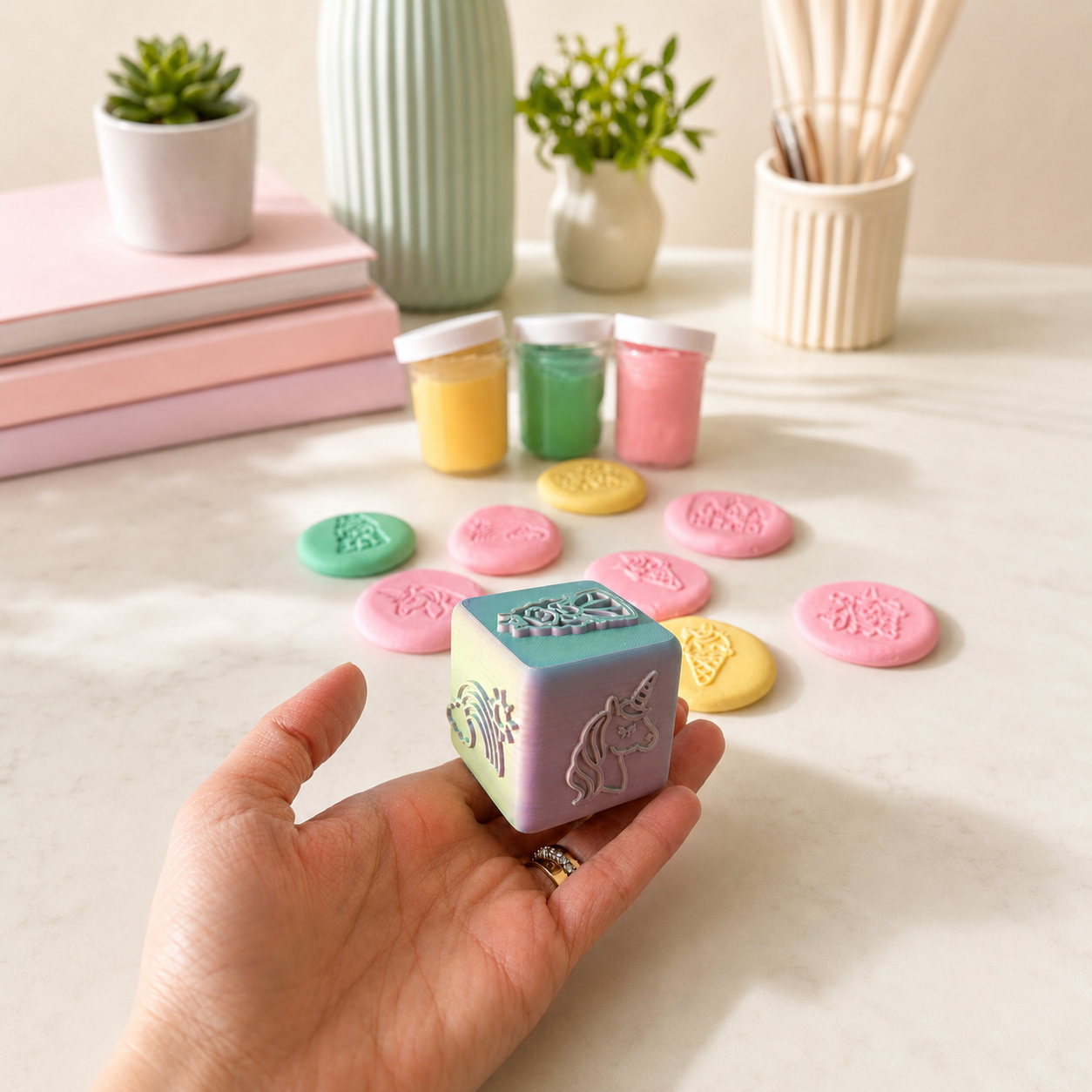 Princess & Unicorn 6-Sided Play Dough Stamp Cube