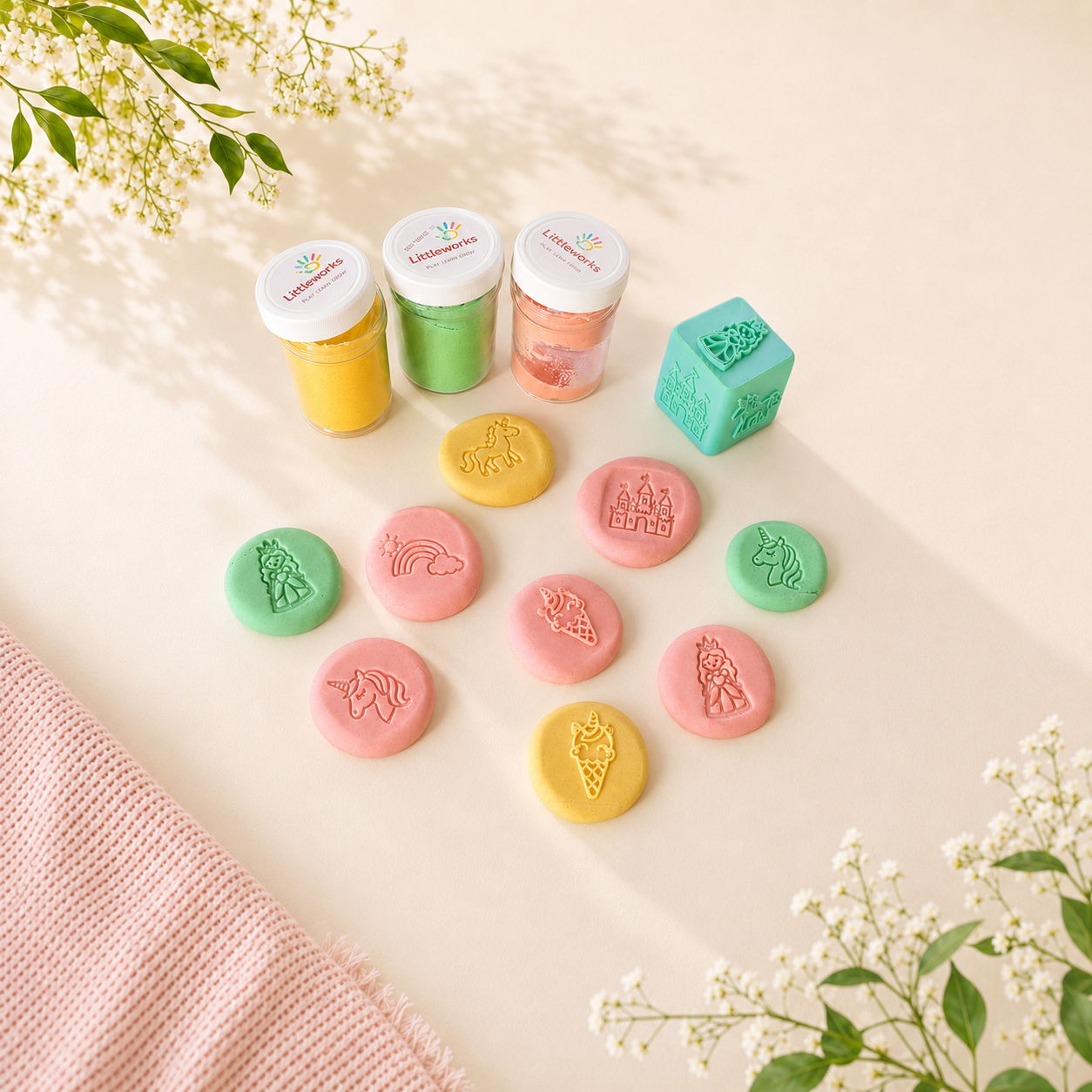 Princess & Unicorn 6-Sided Play Dough Stamp Cube