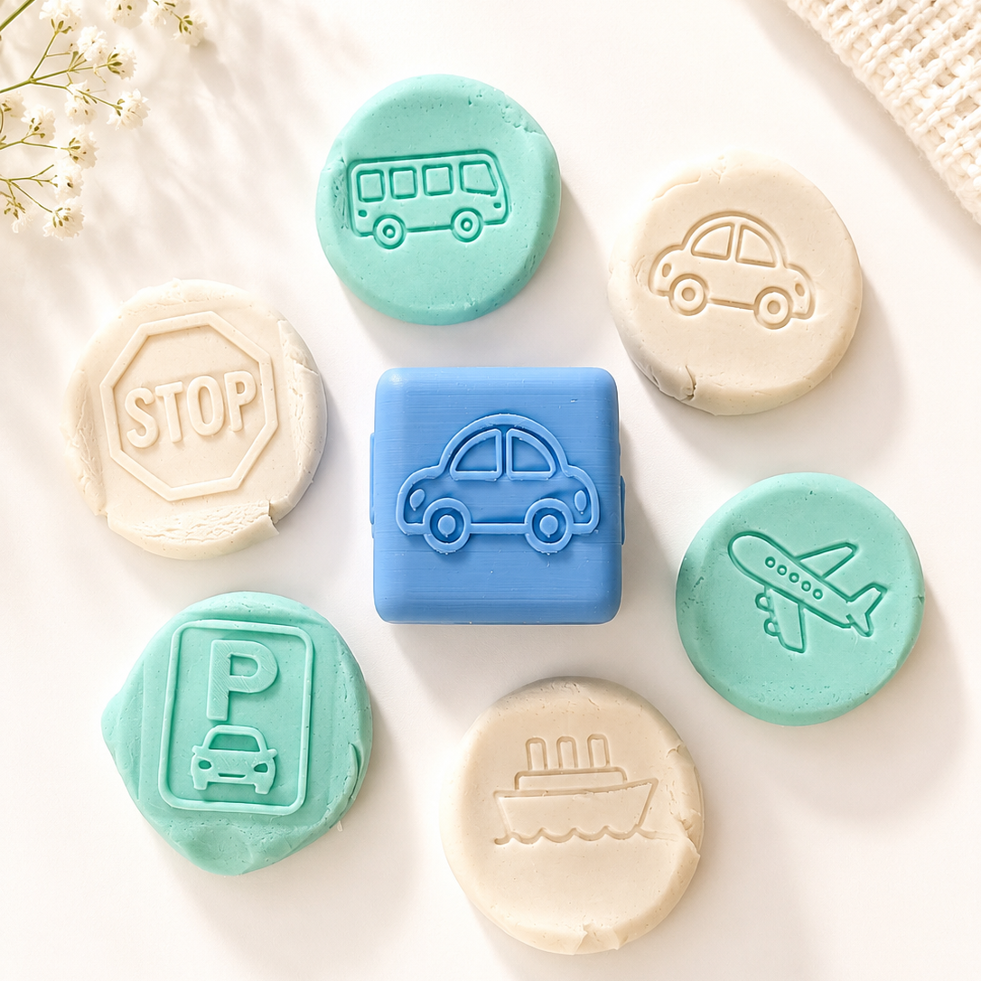 Transportation theme 6-Sided Play Dough Stamp Cube