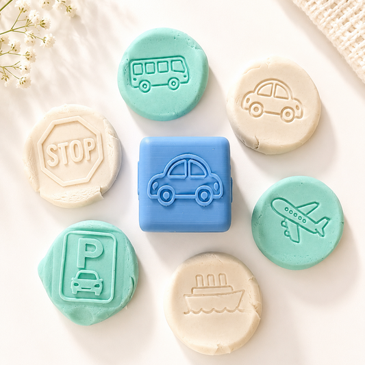 Transportation theme 6-Sided Play Dough Stamp Cube